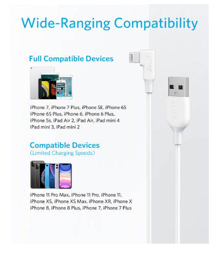 Anker Cable Lightning de 6 pies con cabezal giratorio de 360 grados para una carga rápida y confiable