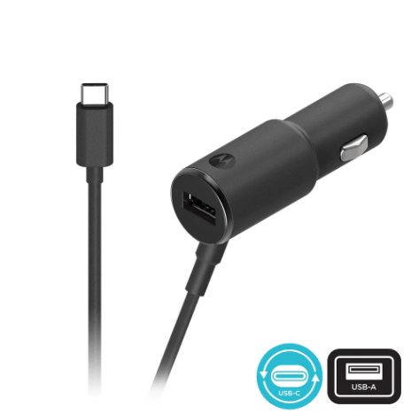 Motorola TurboPower Carga eficiente y rápida con el cargador PD de 36 W y el cable USB-C de doble puerto