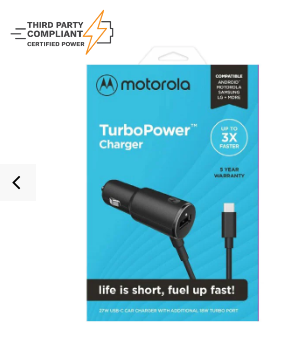 Motorola TurboPower Carga eficiente y rápida con el cargador PD de 36 W y el cable USB-C de doble puerto