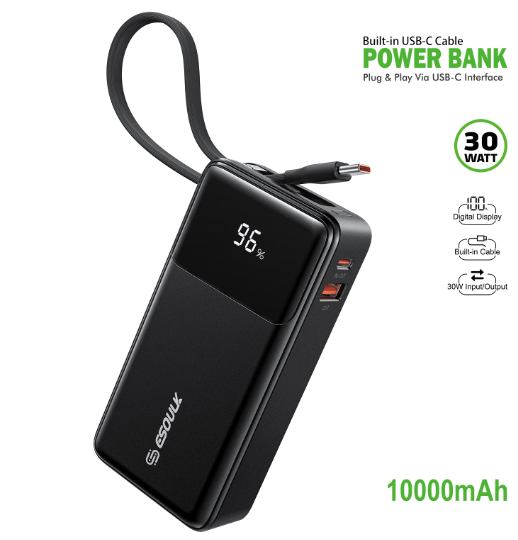 ESOULK 10000mAh 30W USB-C Power Bank: Convenient & Efficient Charging on the Go