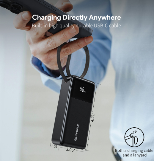 ESOULK 10000mAh 30W USB-C Power Bank: Convenient & Efficient Charging on the Go