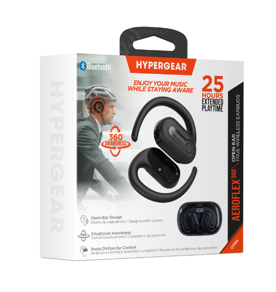 HyperGear AeroFlex 360 en elegante negro Experimente la verdadera libertad inalámbrica con los auriculares