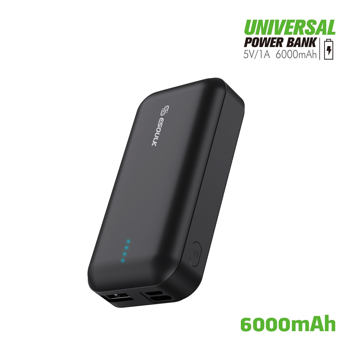 EP25-BK 6000 mAh UNIVERSAL POWER BANK - ESoulK banco de energía 6000mAh