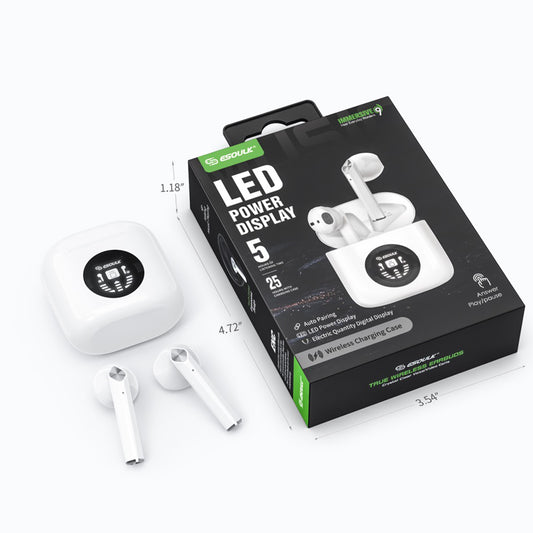 EE10WH LED TRUE WIRELESS EARBUDS - Auriculares inalámbricos ESOULK True con pantalla LED - Blanco