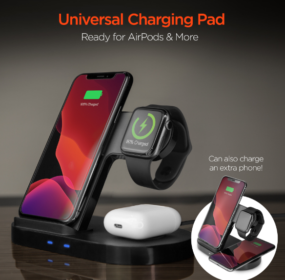 HyperGear base de carga inalámbrica 3 en 1 - HyperGear 3-in-1 wireless charging pad