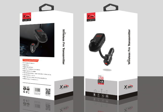 X-Max X-CM1918 Transmisor FM Inalámbrico/Conector Audio SD/USB/3.5mm/Micrófono Incorporado - X-Max X-CM1918 Wireless FM Transmitter/SD/USB/3.5mm Audio Jack/Built-in Microphone