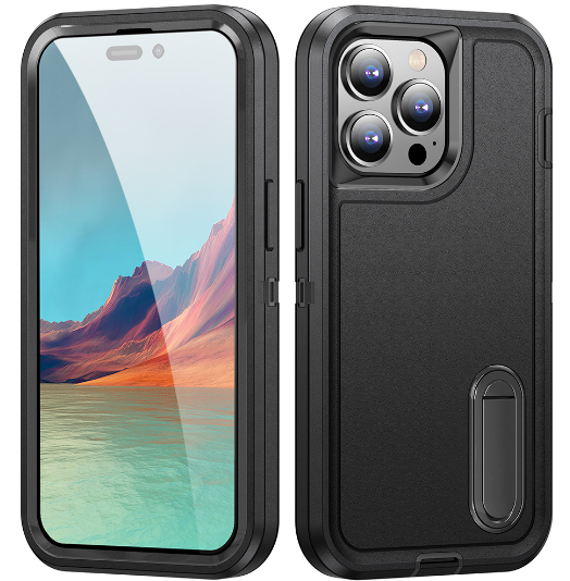 Dynamic Pro Estuche ultra protector Hybrid con función atril para iPhone 11/14 Pro (6.1") - Negro/Negro - Dynamic Pro Ultra Protective Hybrid Case with Kickstand for iPhone 11/14 Pro (6.1") - Black/Black